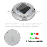 VOLISUN Solar Driveway Lights Dock Marine Lights 12 Pack,2 Colors in 1,Outdoor LED Deck Lights,Solar Powered Waterproof Warning Step Lights for Driveway Sidewalk Pathway (Red/Green)