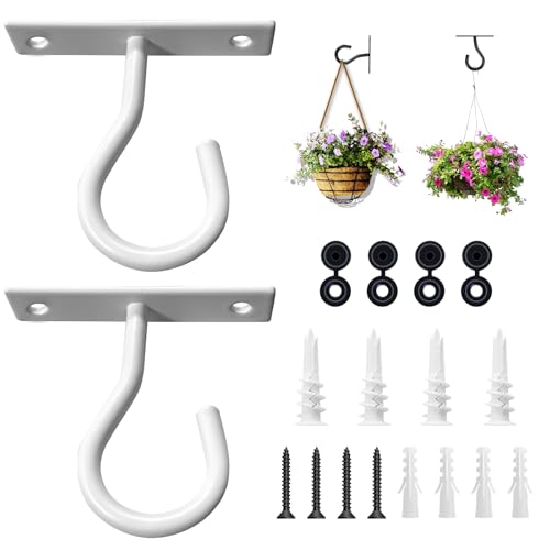 2Pack 2.5In Ceiling Hooks for Hanging Plant, Wall Hanger Plant Holder White