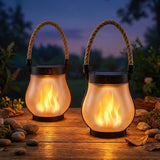 Solar Lanterns Outdoor Waterproof 2-Pack, Flickering Flame Effect