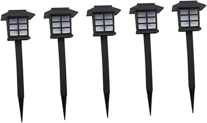 DOITOOL 5 Pcs Solar Garden Pathway Lights Outdoor Solar Powered Spike Landscape Lighting for Walkway Lawn Patio Driveway with Warm LED Glow Black
