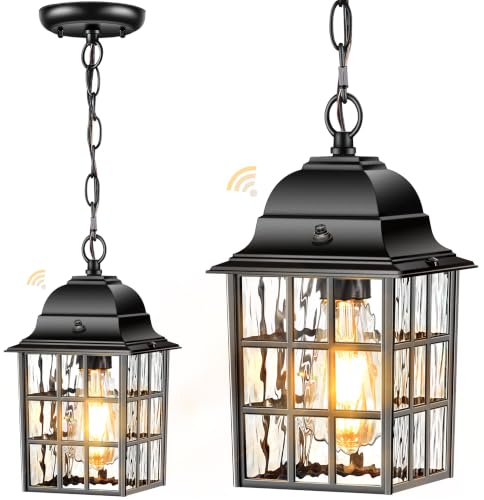 VIANIS Dusk to Dawn Outdoor Pendant Light for House with Adjustable Chain