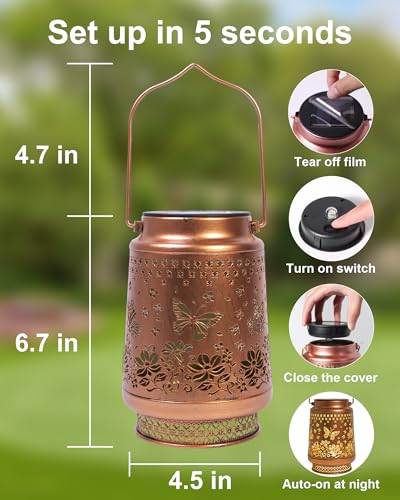 Butterfly Gifts for Women Butterfly Solar Lantern Mothers Day Gifts Birthday Gifts for Women Mom Grandma Sister Friend Garden Decor Metal Solar Lights Outside Decorative for Yard Patio Pathway Porch