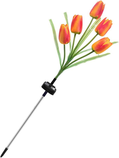 DOITOOL Lawn Solar Lamp Creative Solar Outdoor Landscape Tulip Decorative Garden for Lawn Lamp Powered Ornament Flowers