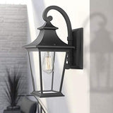 Emliviar Outdoor Wall Lantern, 1-Light Exterior Wall Mount Light with Clear Glass in Black Finish, 18" Height | Lumora