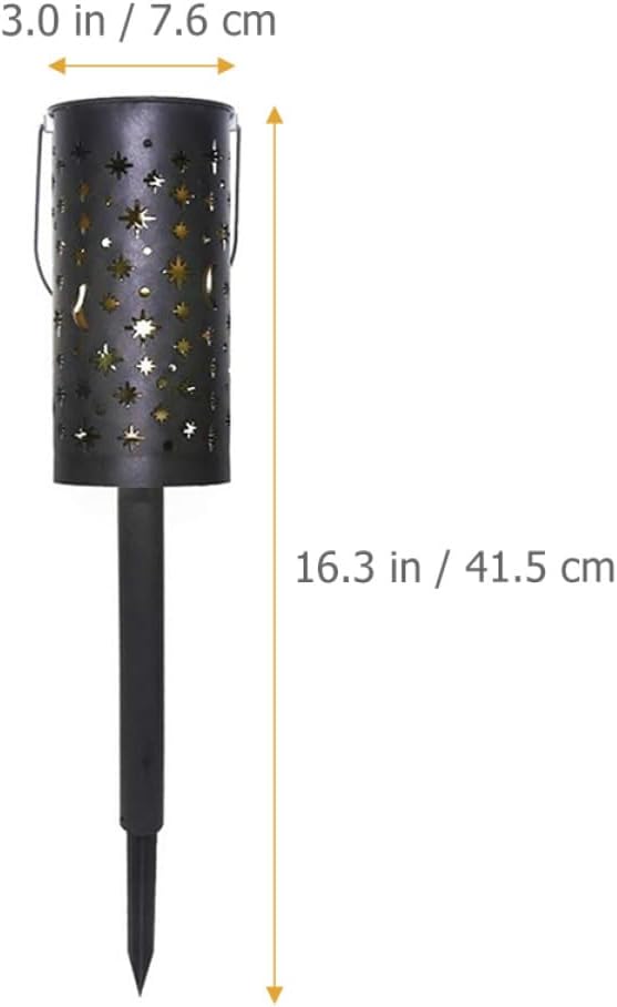 4pcs Solar Lawn Stake Lamps Iron Solar-Powered Outdoor Garden Lights Hollow Star Moon Design Decorative Path Lighting for Yard Landscaping