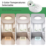 15.8Inch White LED Flush Mount Ceiling Light, 32W, 3480LM, 3CCT Selectable