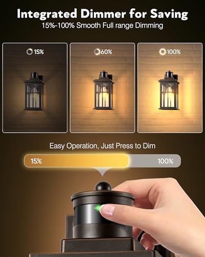 Distance-Adjustable Motion Sensor Outdoor Lights, Oil Rubbed Bronze Wall Mounting Porch Light, Waterproof Dusk to Dawn Exterior Lighting Fixtures Sconce, Anti-Rust Outdoor Lanterns for Porch