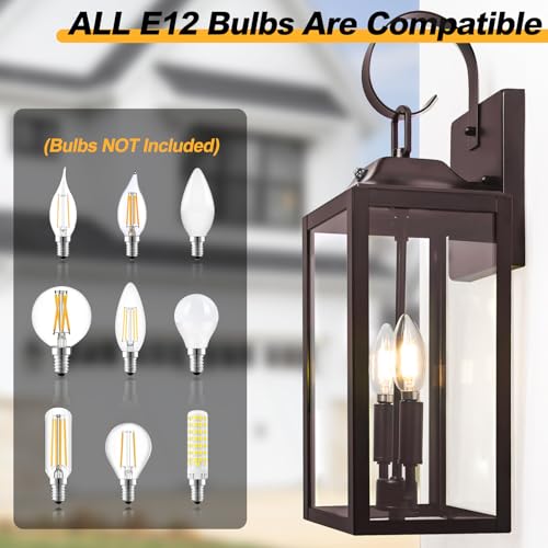 19" Oil Rubbed Bronze Dusk to Dawn Outdoor Wall Light, Modern Porch Lights