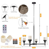 Battery Operated Chandelier, Outdoor Hanging Candle Lights Battery Gazebo Lights, Outdoor Chandelier for Gazebo, Canopy, Pergola, Porch, Tent Decor (4)