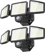 LED Security Lights Motion Sensor Outdoor Lights, 6500K Daylight, IP65 Waterproof, Dusk to Dawn, 3-Head Motion Detected Flood Light for Garage, Yard, Porch, 2Pack