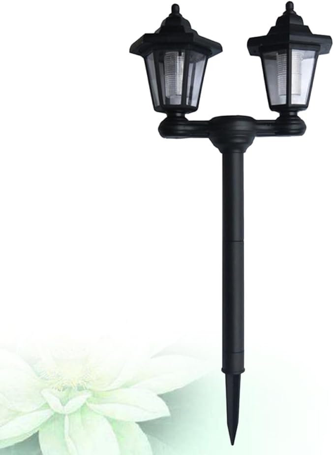 BESTonZON Solar Garden Path Lights Dual Head Ground Plug Lawn Outdoor Waterproof Solar Stick Lamp for Landscape Lighting Patio Yard Decor