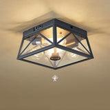 Tarentlight Adjustable Outdoor Motion Sensor Ceiling Light,10" Modern Industrial Design of Squares Flush Mount 2-Light with Clear Glass for Your Porch,Garage,Patio,Hallway,Entryway