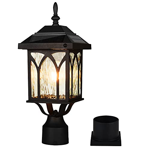 Dusk to Dawn Solar Lamp Post Light,18.5in, Matte Black