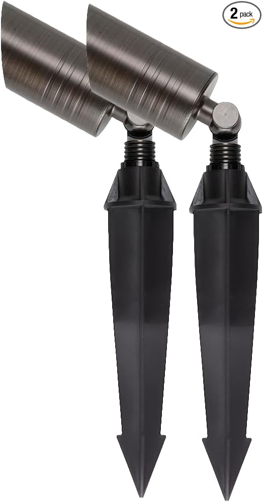 W58371 Proline RAL-8100 2-Pack Low Voltage LED Landscape Spotlight – Solid Brass, Bronze Finish, 12V Outdoor | Lumora