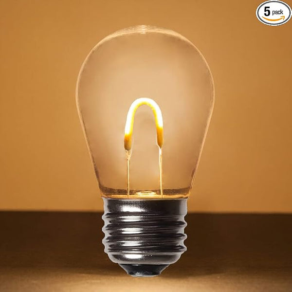 Wintergreen Lighting 5 Pack FlexFilament S14 LED Edison Light Bulbs 1W 2500K 60 Lumens String Lights Replacement | Lumora