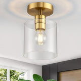 Brass Semi Flush Mount Ceiling Light,Gold Modern Fixture for Closet Hallway Entryway Light Fixture Ceiling Brass Finish 2 Pack