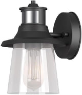 Globe Electric 32982 1-Light Motion Sensor Wall Sconce, Outdoor, Matte Black, Clear Seeded Glass Shade, 150 | Lumora