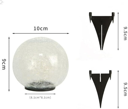 Cracked Glass Outdoor Solar Lights Landscape Garden Ball Lights, Garden Solar Ball Lights Waterproof (Warm White, 10cm)