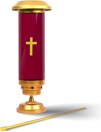 Solar Lights for Cemetery Graves - Solar Powered Memorial Light with Red Globe - Shatter-Resistant & Waterproof - Automatic Dusk to Dawn LED - Grave Decorations,Red Glow for Remembrance