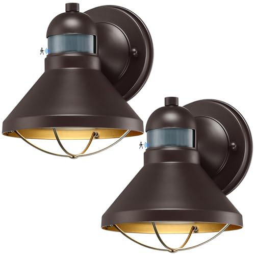 LONEDRUID 2 Pack Dusk to Dawn Motion Sensor Outdoor LED Wall Light Fixtures