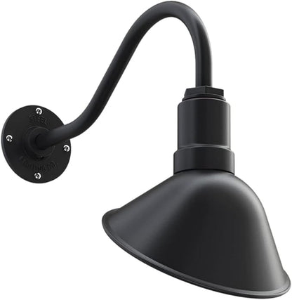 Steel Lighting Co. Made in America Venice Store Sign Light | for Outdoor Restaurant Accent Wall | 9 inch Dome | 16 inch Gooseneck | Matte Black Exterior/White Interior