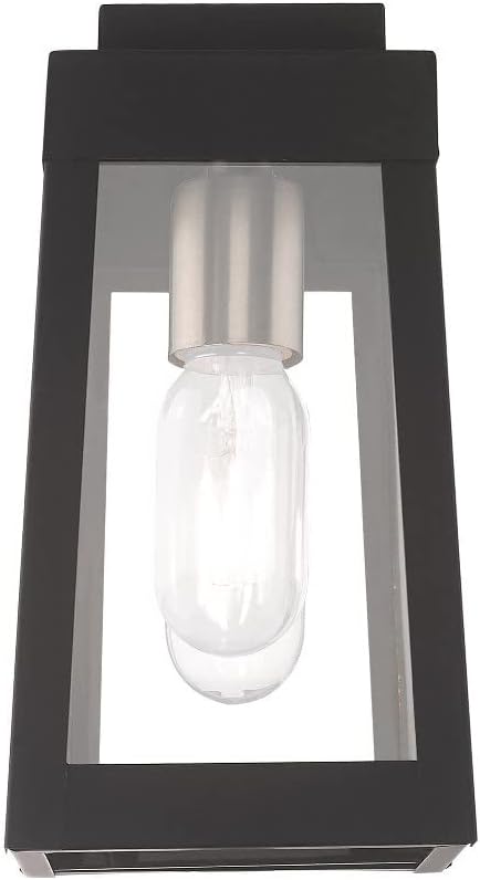 Livex Lighting 20851-91 Oslo - 9.5" One Light Outdoor Wall Lantern, Brushed Nickel Finish with Clear Glass,Silver | Lumora