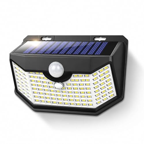 HMCITY 120 LED Solar Lights Outdoor with Motion Sensor, 1 Pack, Black