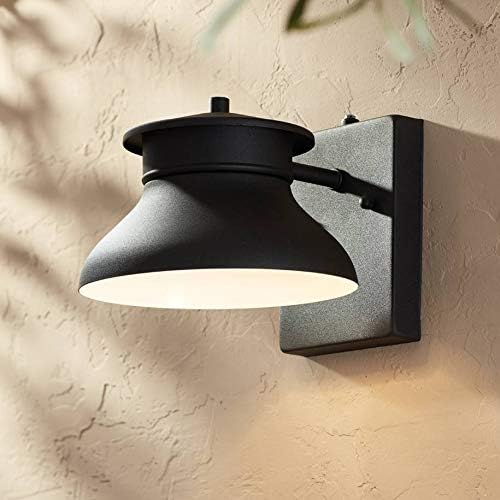 John Timberland Danbury Farmhouse Industrial Rustic Outdoor Barn Light Fixture Black LED Dusk to Dawn 6" for | Lumora