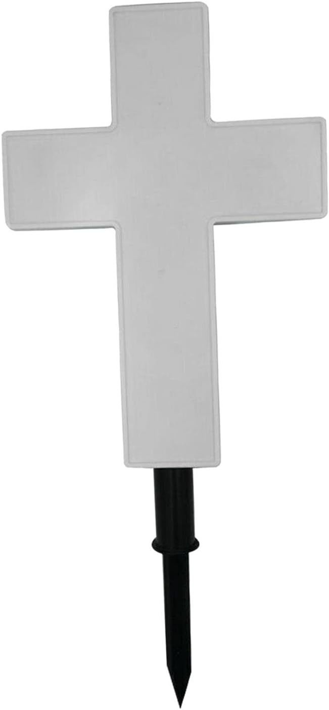 jojomis White Solar Cross Garden Decor Path Lawn Yard Acrylic Outdoor Landscape 250x80x570mm