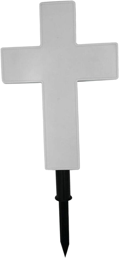 jojomis White Solar Cross Garden Decor Path Lawn Yard Acrylic Outdoor Landscape 250x80x570mm