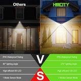 HMCITY 120 LED Solar Lights Outdoor Motion Sensor, 8 Pack, Black Warm