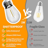 S14 LED Outdoor String Lights, IP65 Waterproof 48FT Outside Patio Lights, Edison Shatterproof Bulb Vintage Backyard Lights, Balcony, Deck, Garden Lights