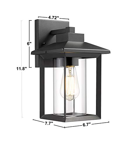 Outdoor Wall Mount Lights, H11.84 Exterior Wall Sconces, Outdoor Lighting Fixture, Exterior Lantern, Lighting Fixture for Patio, Porch (Black, 11.84" H)