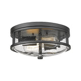 Flush Mount Ceiling Light Fixture, 12 Inch 2-Light Modern Farmhouse Semi Ceiling Light with Seeded Glass for Bedroom, Entryway, Kitchen, Hallway, ROS88 BK