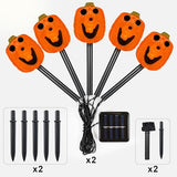 BRIGHTDECK Halloween Solar Pathway Lights Outdoor, LED Decor, Light Up Solar Stake Lights for Holiday, Halloween, Walkway, Sidewalk (Smile Pumpkin, 10-Pack)