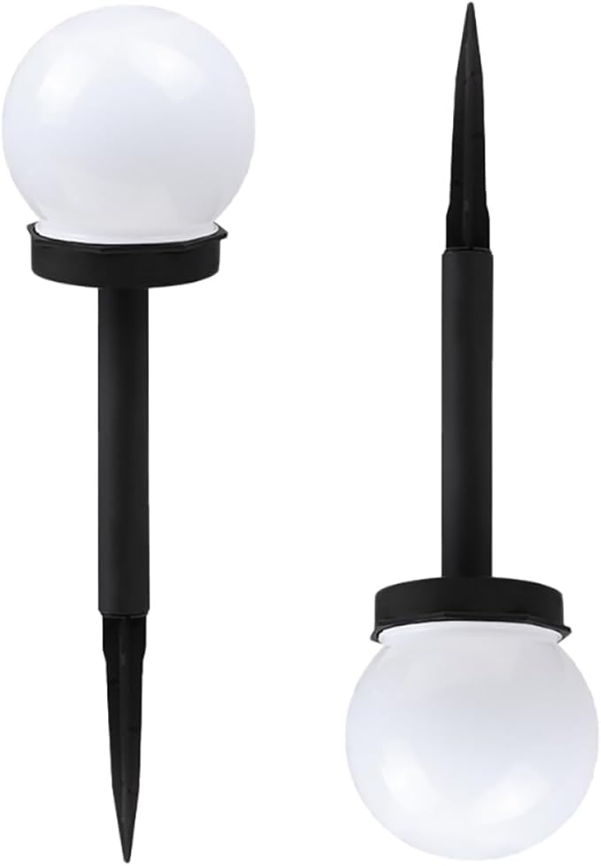 2pcs Solar Yard Lamp Bulb Shape Ground Plug Lights Outdoor Solar Floor Plug Lawn Insert Lamp with White Light for Garden Path Landscape Lighting