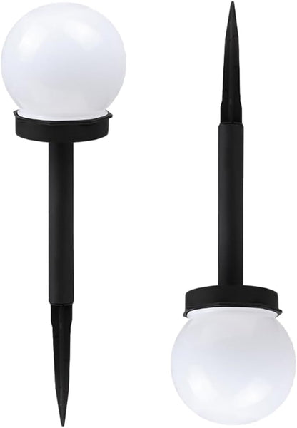 2pcs Solar Garden Path Lights Bulb Shape Outdoor In-ground Lawn Lamps White Light for Yard and Patio Landscape Lighting