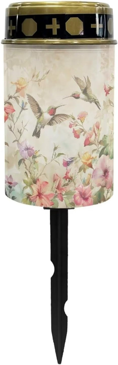 ZOUTAIRONG Floral Hummingbird Solar Light for Cemetery Grave Solar Garden Lights Solar Lights Outdoor Pathway Solar Pathway Lights Outdoor Cemetery Solar Lights for Grave Solar Lights