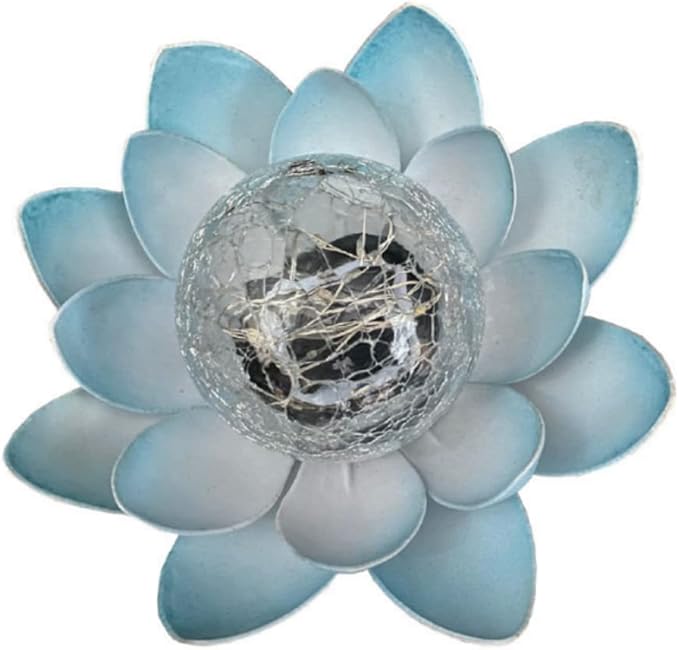 anso Outdoor Solar Light Lotus Flower Lamp Garden Decoration Waterproof Solar Path Light (Blue)