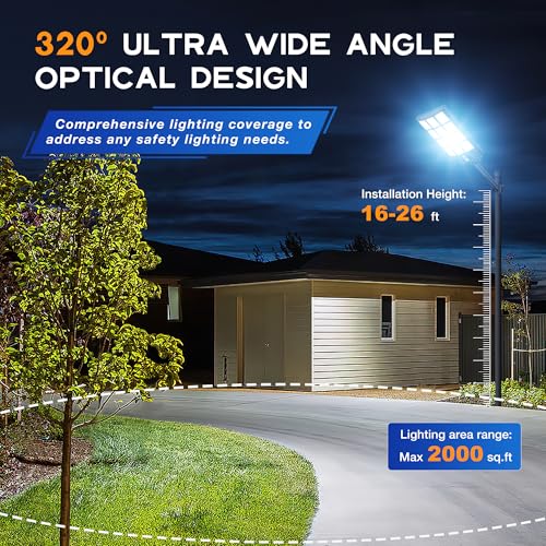 OKPRO Solar Street Light, IP66 Waterproof Solar Lights Outdoor