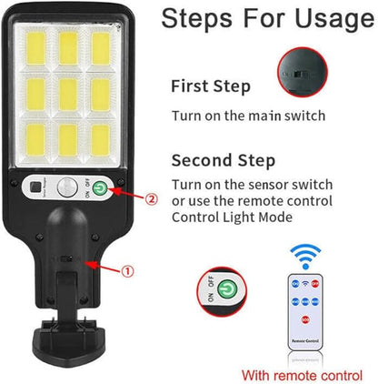 anso LED Solar Light Outdoor Garden PIR Motion Sensor 3 Modes Lamp Security Street Lamp Wall Yard (D,with Remote)