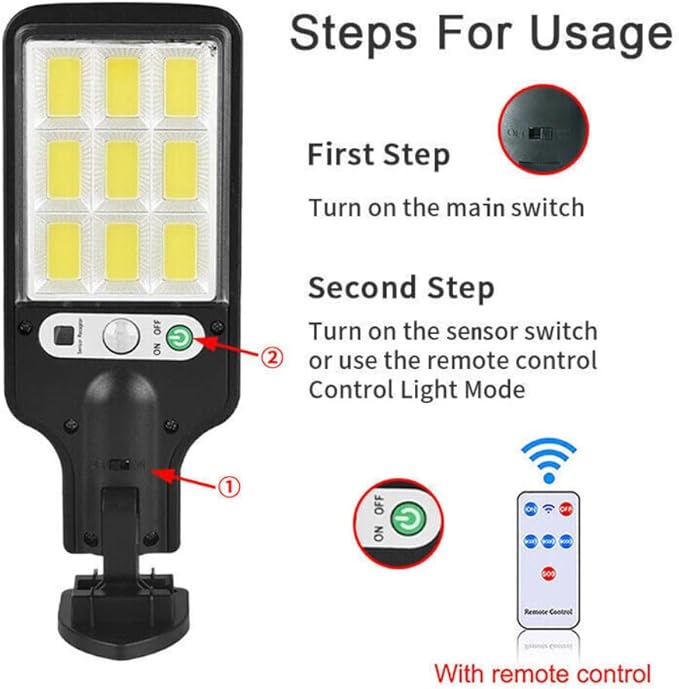 anso LED Solar Light Outdoor Garden PIR Motion Sensor 3 Modes Lamp Security Street Lamp Wall Yard (A,with Remote)