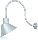 12in. Galvanized Finish Angle Shade Gooseneck Sign Light Fixture with 24in. Long Extension Arm - Wall Sconce | Lumora