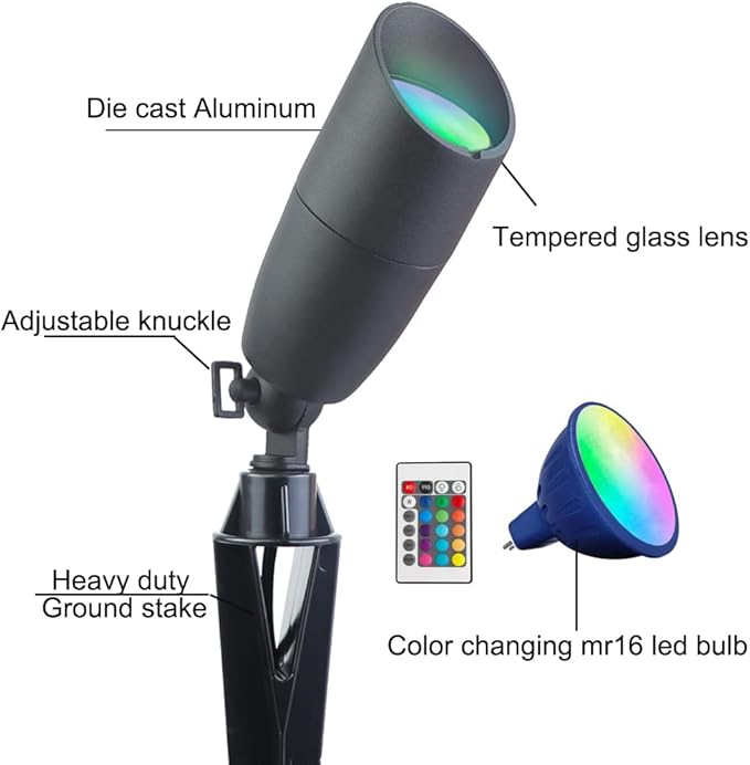Cheopha MR16 Color Changing Led Bulb 12V Landscape Lighting, RGB Landscape Spotlight 5W 16 Colors, Waterproof | Lumora