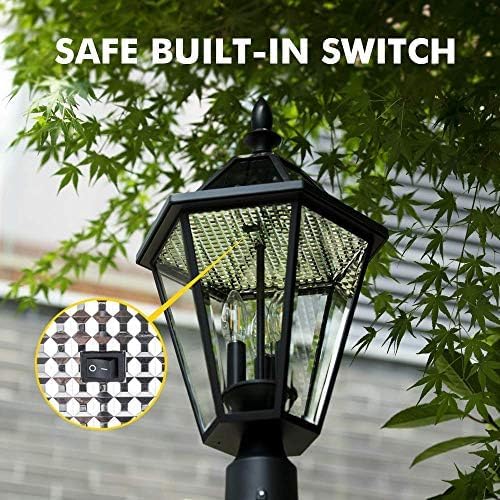 LUTEC 12513LE4-SL-Head LED Post Solar Light Outdoor, Dusk to Dawn Vintage Street Lights for Lawn Patio Yard Pathway | Lumora