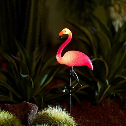 yaokingdom Waterproof Solar Flamingo Garden Light, Durable Blow Molded Yellow Beak and red Body Flamingo Shape, Bird feet and Ground Plug Removable