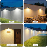 Solar Fence Lights 8 Pack, Outdoor Solar Lights with 3 Color Temperatures, IP65 Waterproof Wide-Angle LED Lighting for Fence, Patio, Yard, Deck, Wall, Garden (White)