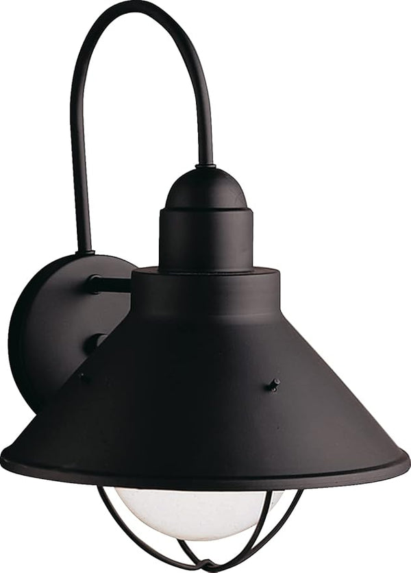 Kichler 9023BK, Seaside Aluminum Outdoor Wall Sconce Lighting, 60 Watts, Black (Painted),14.25" Height | Lumora
