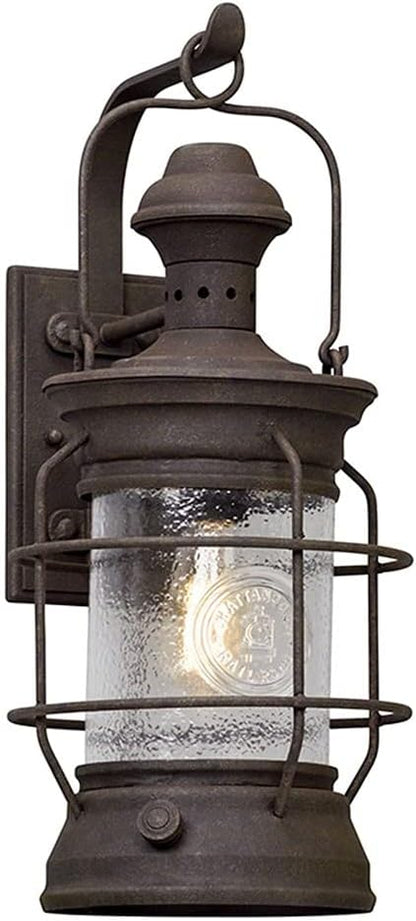 Troy Lighting B5053 Atkins - One Light Outdoor Large Wall Lantren, Cenntinial Rust Finish with Clear Textured Glass, 22"
