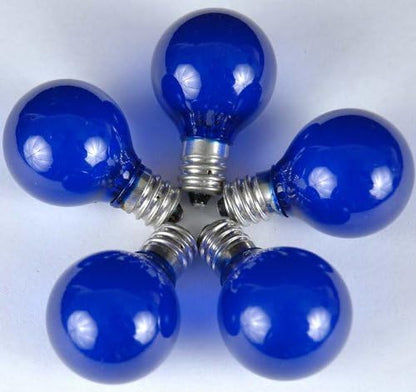 25 Foot G30 Outdoor Patio String Lights with 25 Blue Globe Bulbs – Indoor Outdoor String Lights – Market Bistro Café Hanging String Lights – C7/E12 Base - Green Wire